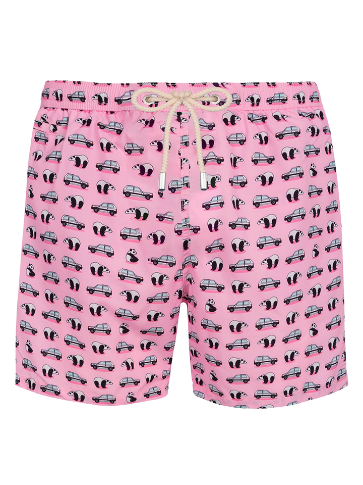 Man lightweight fabric swim-shorts Lighting Micro Fantasy with Panda and panda print | PANDA SPECIAL EDITION - MC2 Saint Barth