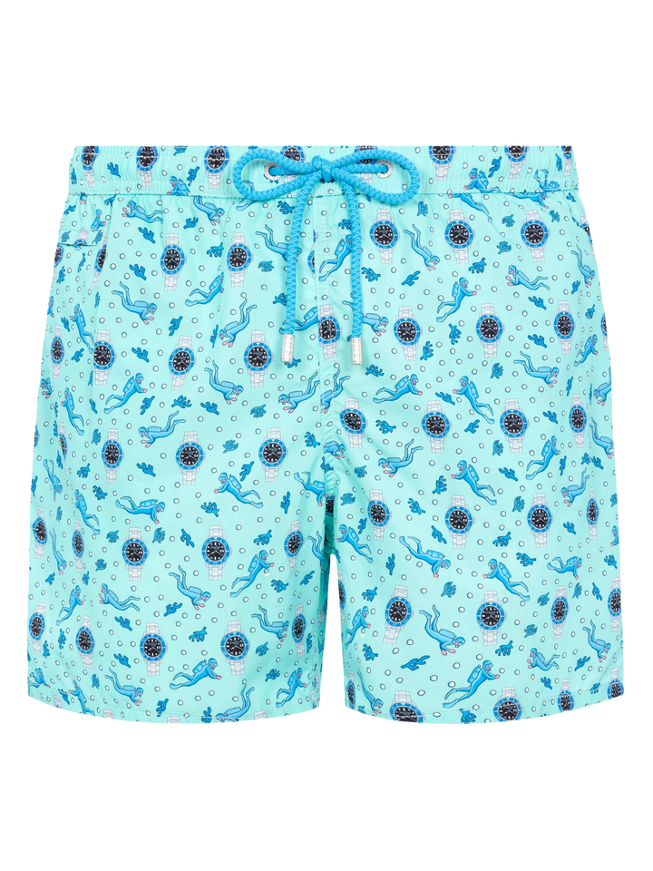 Lightweight fabric swim shorts Lighting with watch print - MC2 Saint Barth