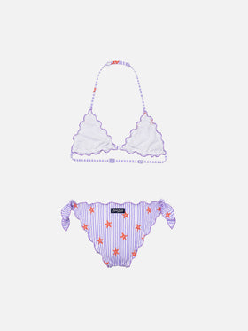 Bikini classico a triangolo da bambina Cris con stampa stelle marine