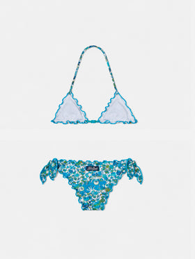 Bikini triangle pour fille à imprimé champignons | Réalisé en tissu Liberty 