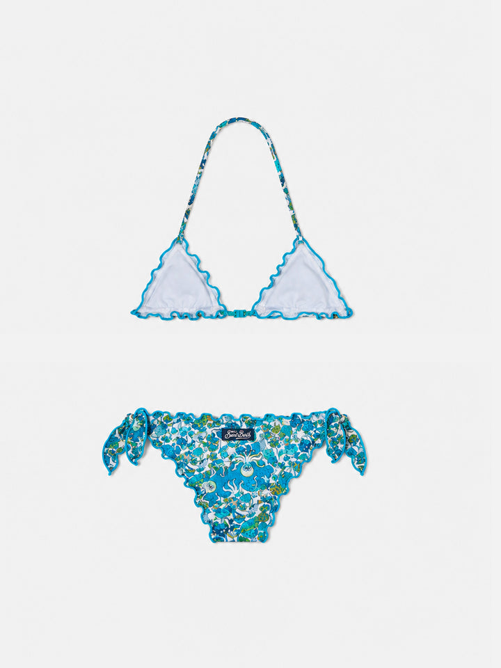 Mädchen-Triangel-Bikini mit Pilz-Print | Aus Liberty fabric gefertigt 