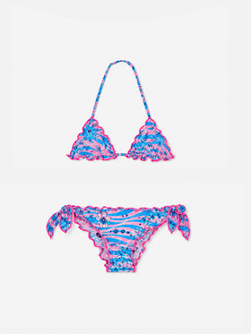 Mädchen-Triangel-Bikini mit Zebra-Bandana-Print 