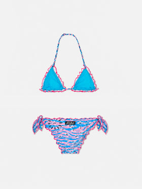 Mädchen-Triangel-Bikini mit Zebra-Bandana-Print 