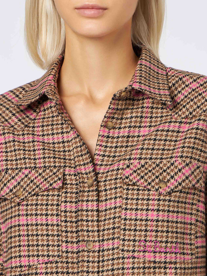 Woman overshirt with pied de poule print - MC2 Saint Barth