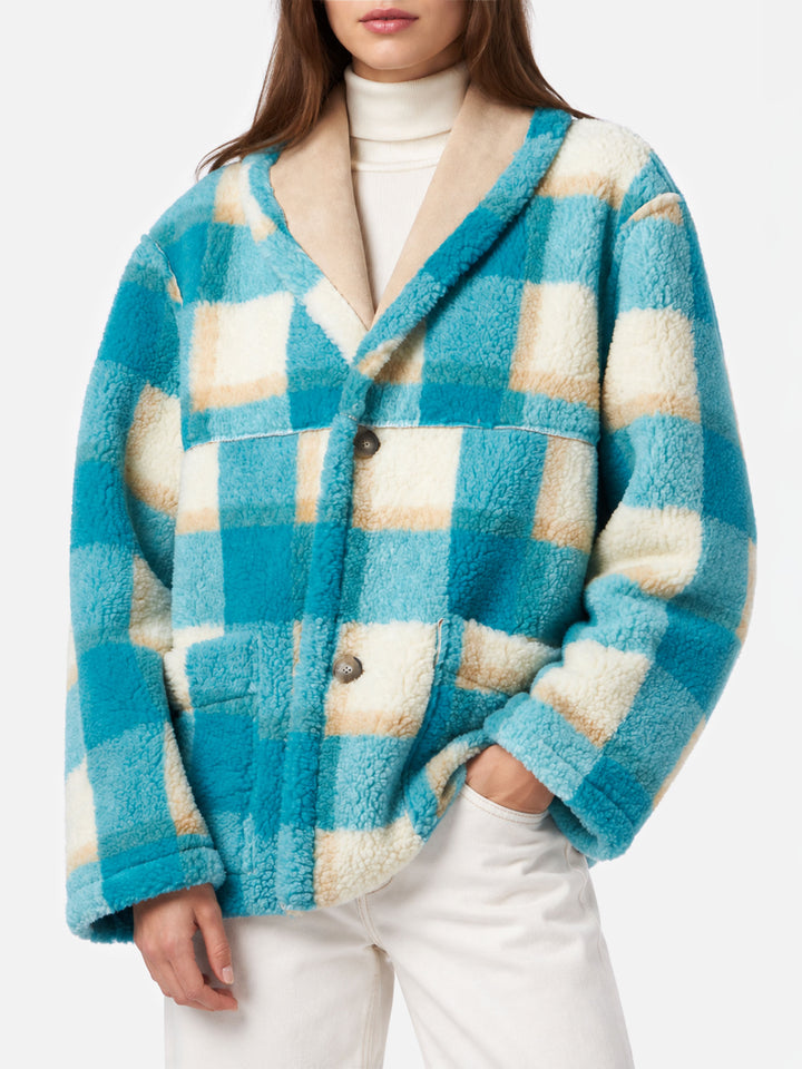 Veste Dorys réversible effet shearling avec imprimé tartan 