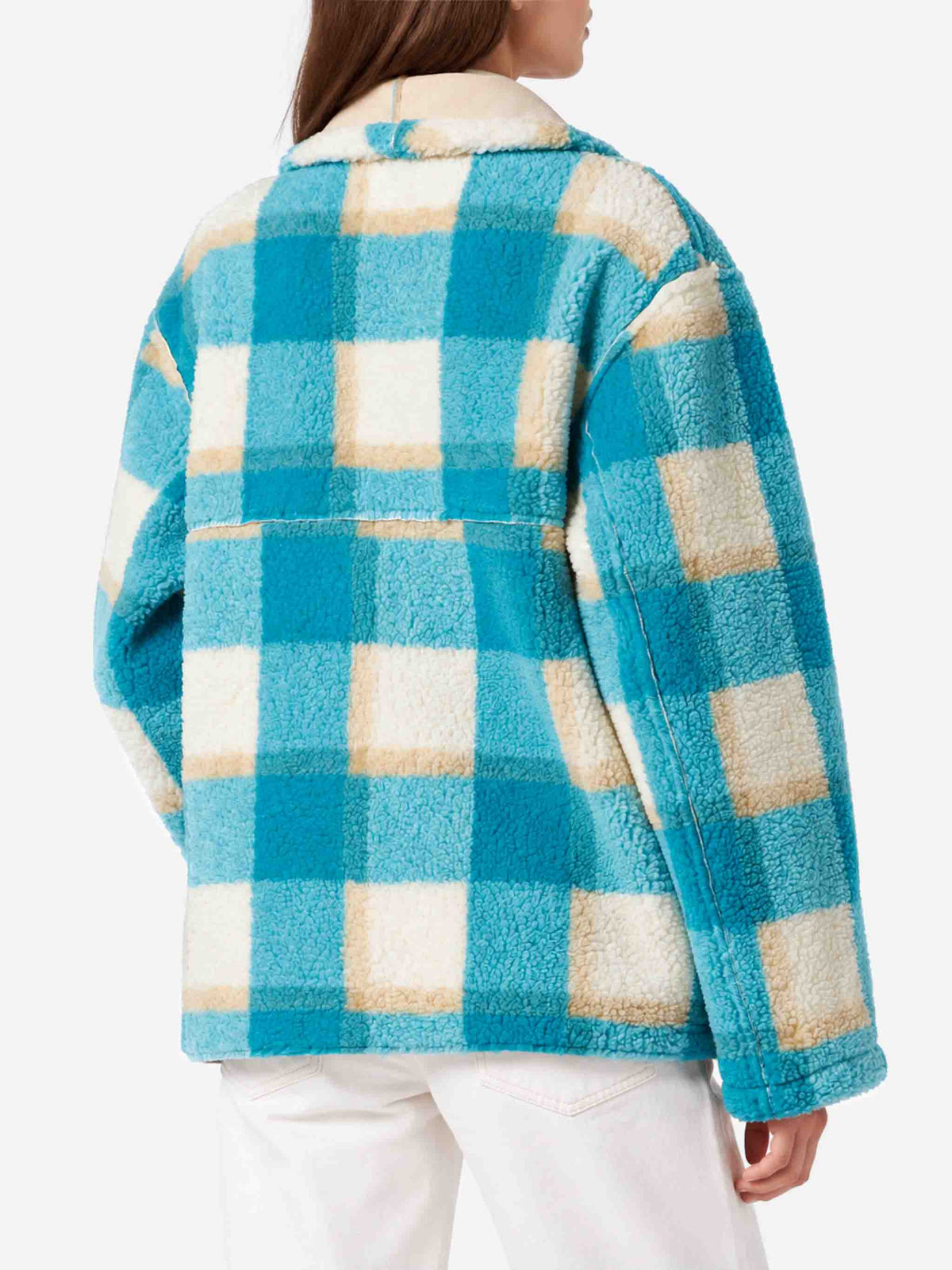 Dorys reversible shearling-effect jacket with tartan print