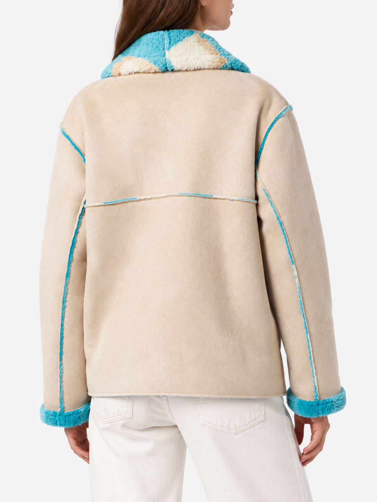 Dorys reversible shearling-effect jacket with tartan print