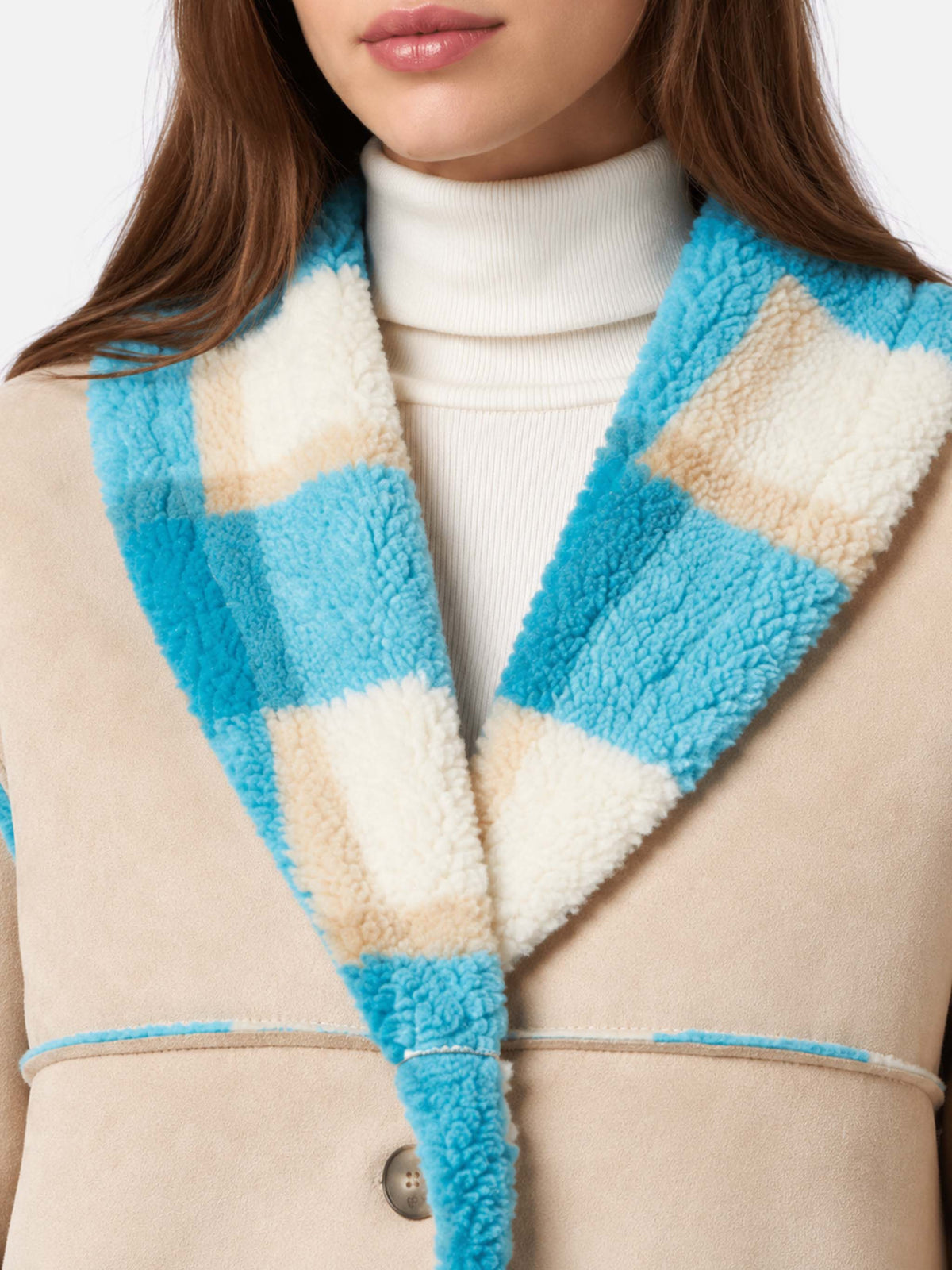 Dorys reversible shearling-effect jacket with tartan print