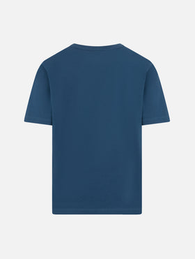 Boy navy blue cotton jersey t-shirt Dover with St. Barth embroidery - MC2 Saint Barth