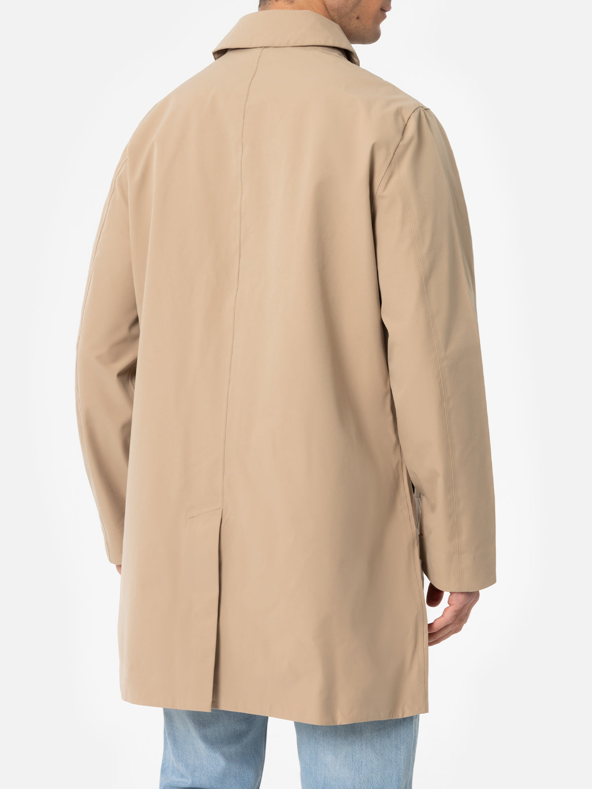 Beige stretch fabric trench Elbert with welt - MC2 Saint Barth