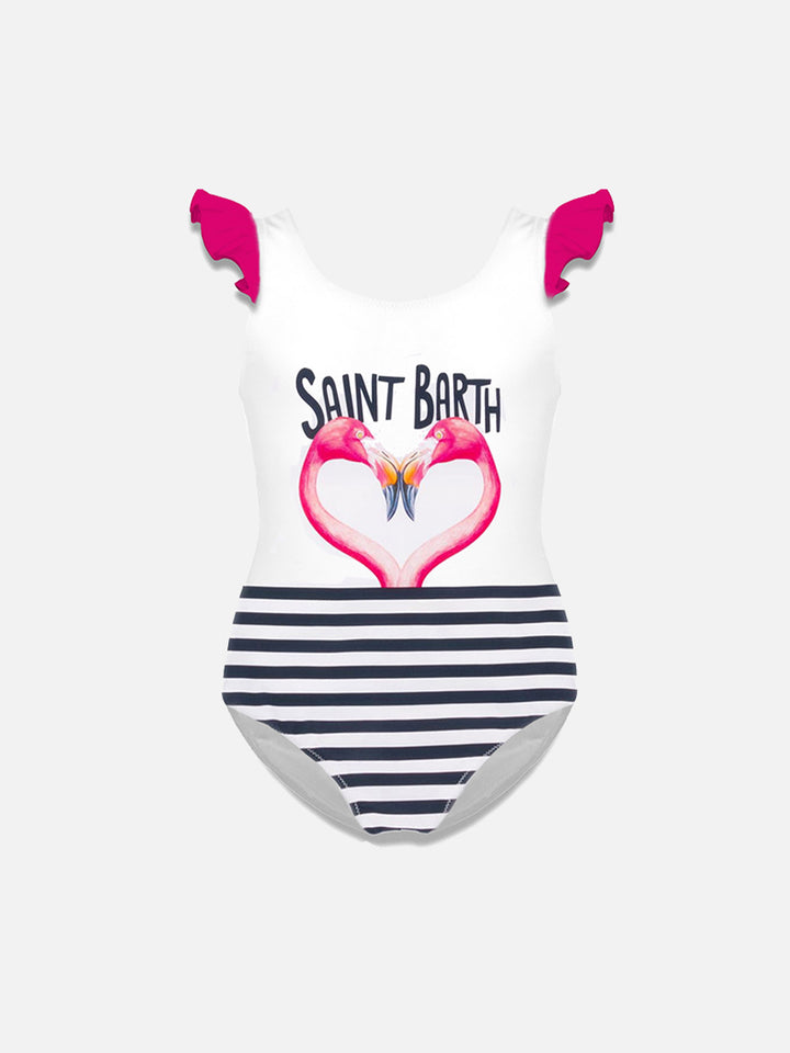Flamingo heart print ruffled one piece - MC2 Saint Barth