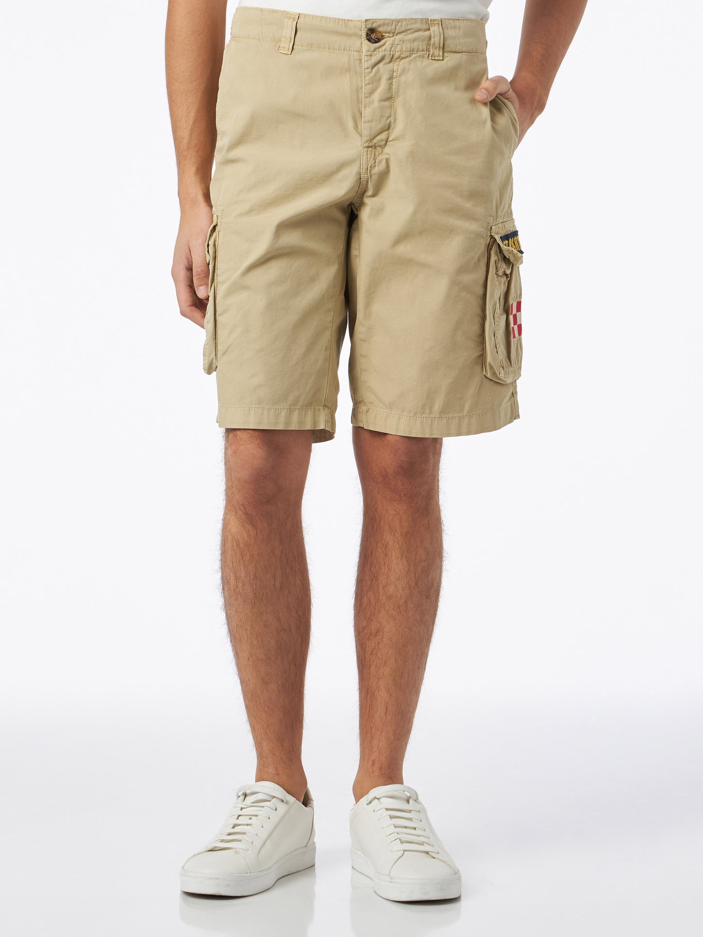 Man beige cotton cargo shorts - MC2 Saint Barth