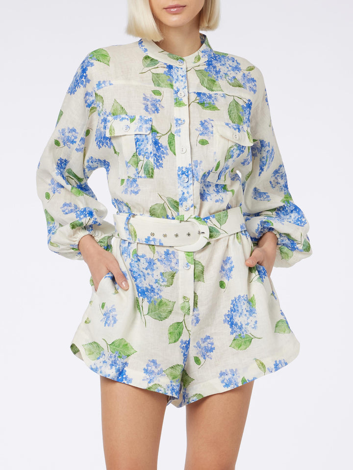 Woman floral linen playsuit Hanniel - MC2 Saint Barth