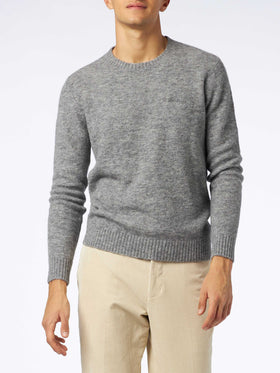 Man grey mélange stretch wool sweater with St. Barth embroidery - MC2 Saint Barth
