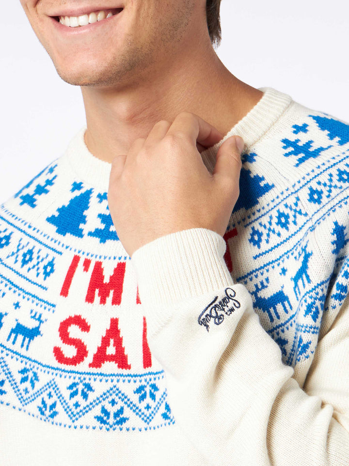 Herrenpullover mit „I'm not Saint“-Schriftzug