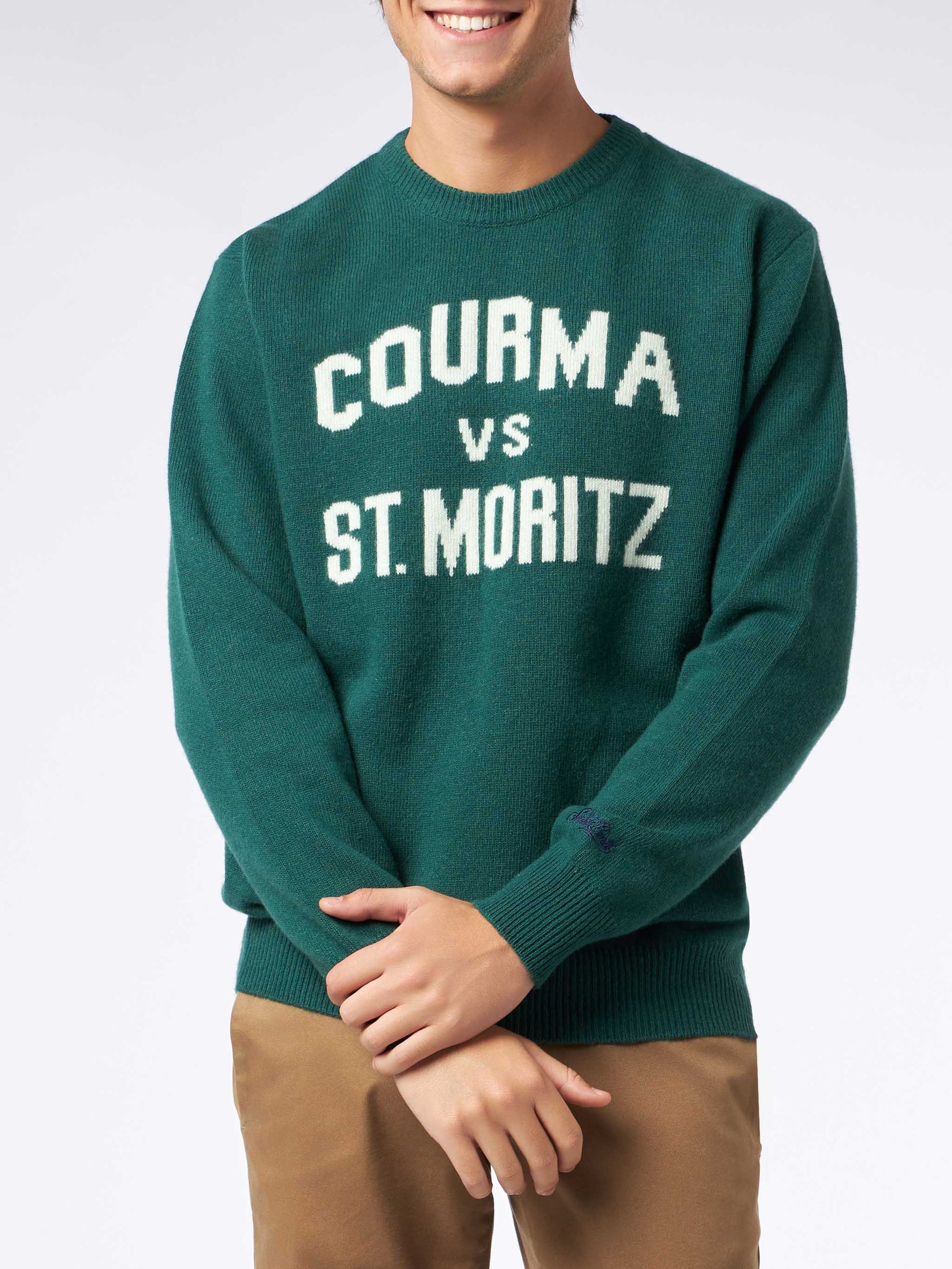 Man crewneck sweater with Courma vs St. Moritz jacquard - MC2 Saint Barth