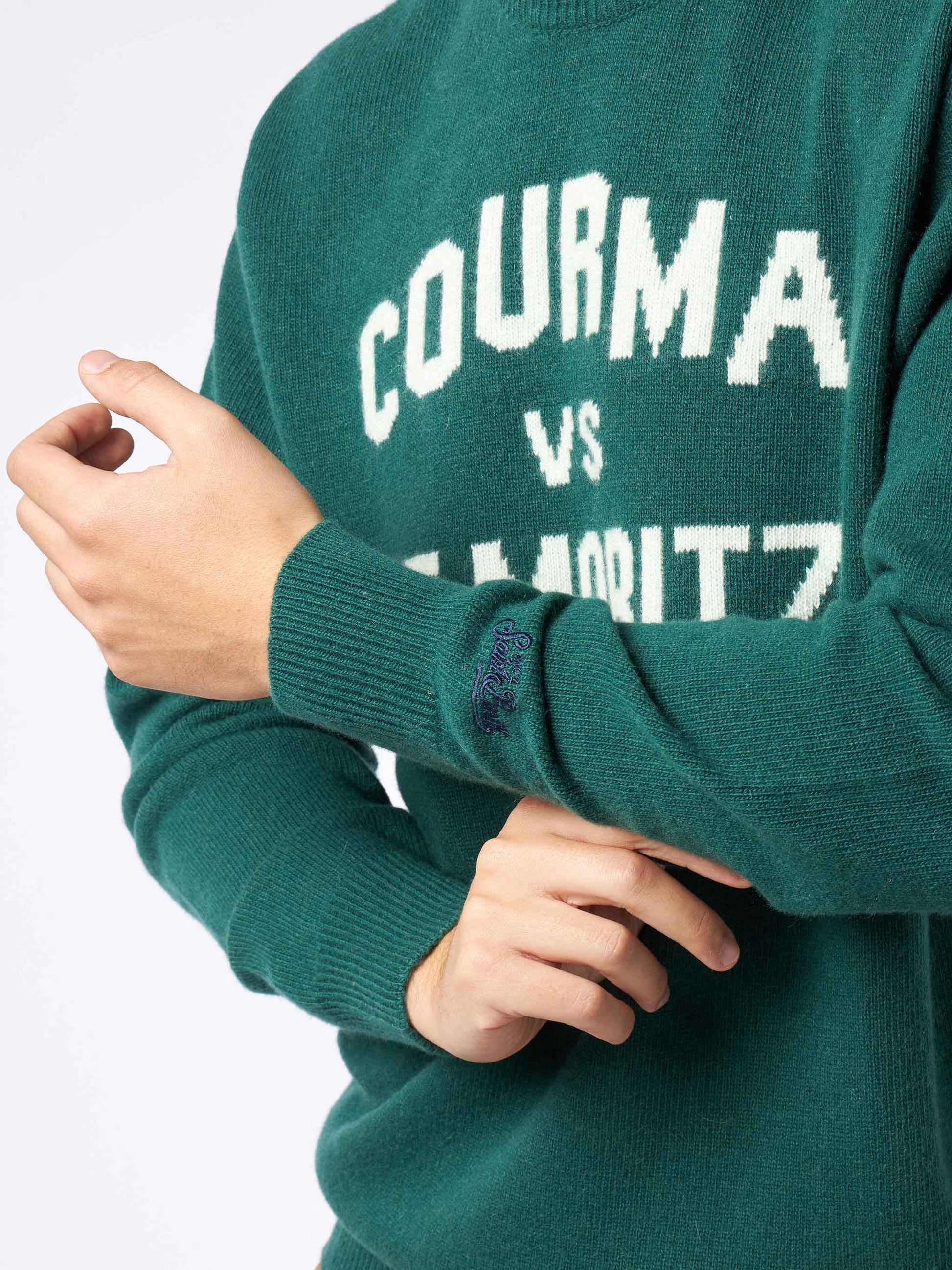 Man crewneck sweater with Courma vs St. Moritz jacquard - MC2 Saint Barth