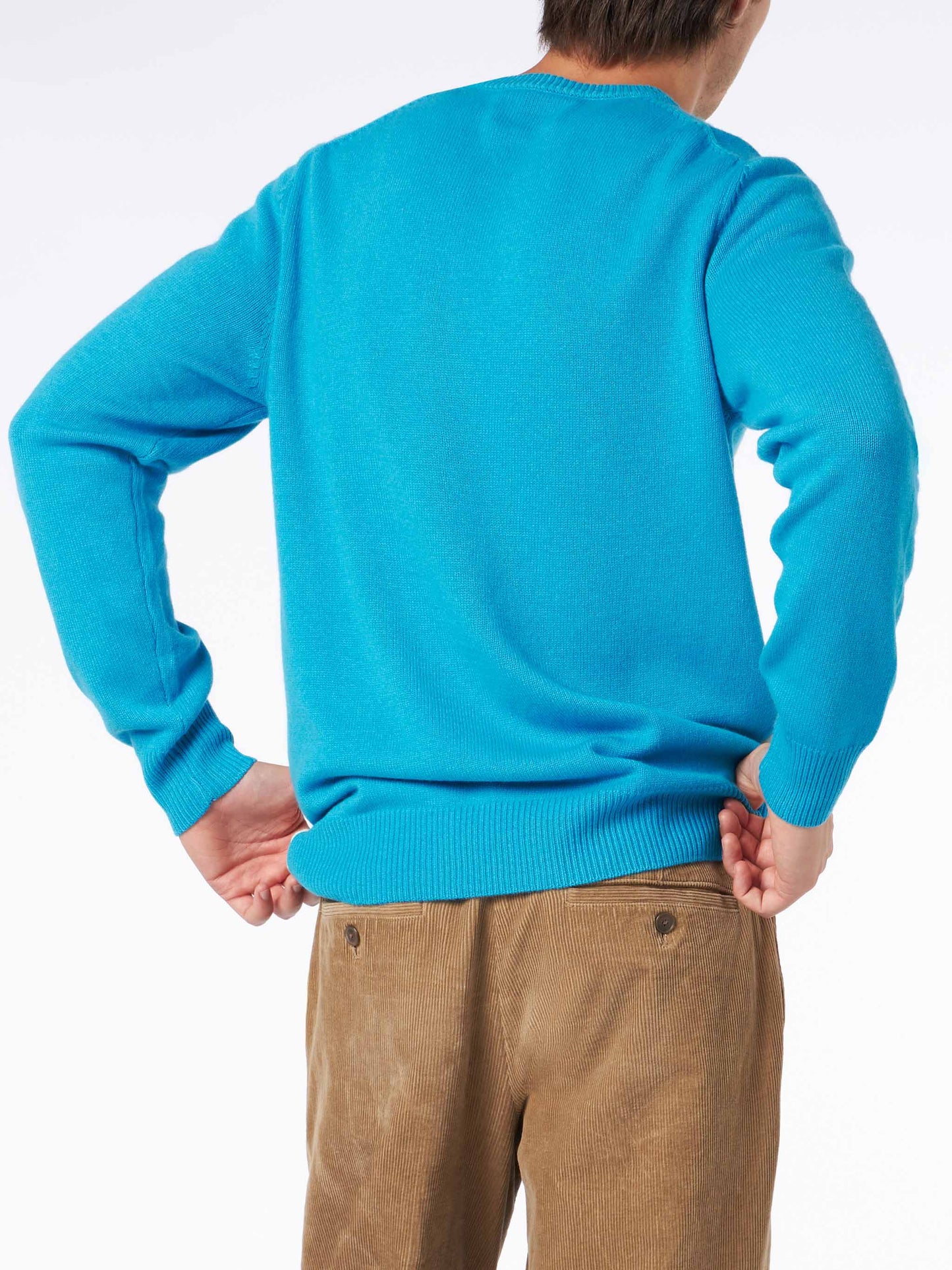 Herren-Pullover mit Rundhalsausschnitt und Après-Ski-Postkarten-Jacquard-Print