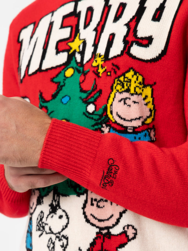 Man red sweater Heron with Peanuts jacquard | SNOOPY PEANUTS SPECIAL EDITION - MC2 Saint Barth