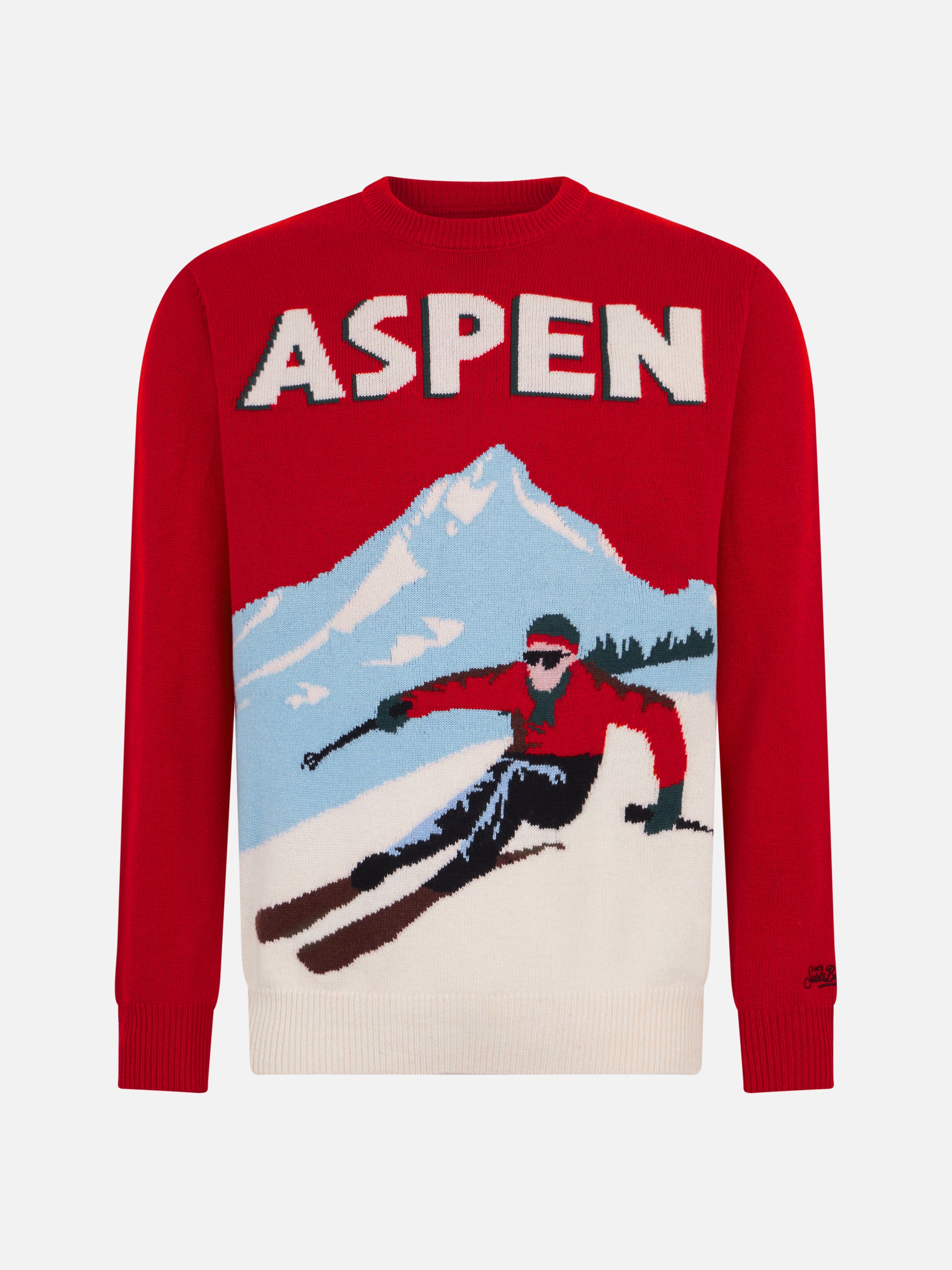 Man crewneck sweater with Aspen postcard jacquard - MC2 Saint Barth