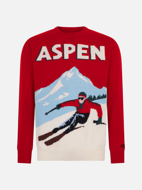 Man crewneck sweater with Aspen postcard jacquard - MC2 Saint Barth