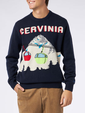 Man crewneck sweater with Cervinia postcard jacquard - MC2 Saint Barth