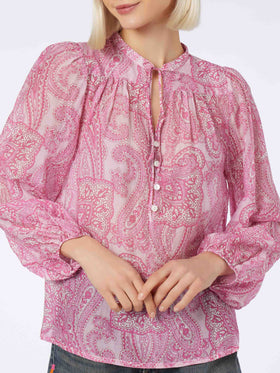 Woman silk voile paisley blouse Harper - MC2 Saint Barth