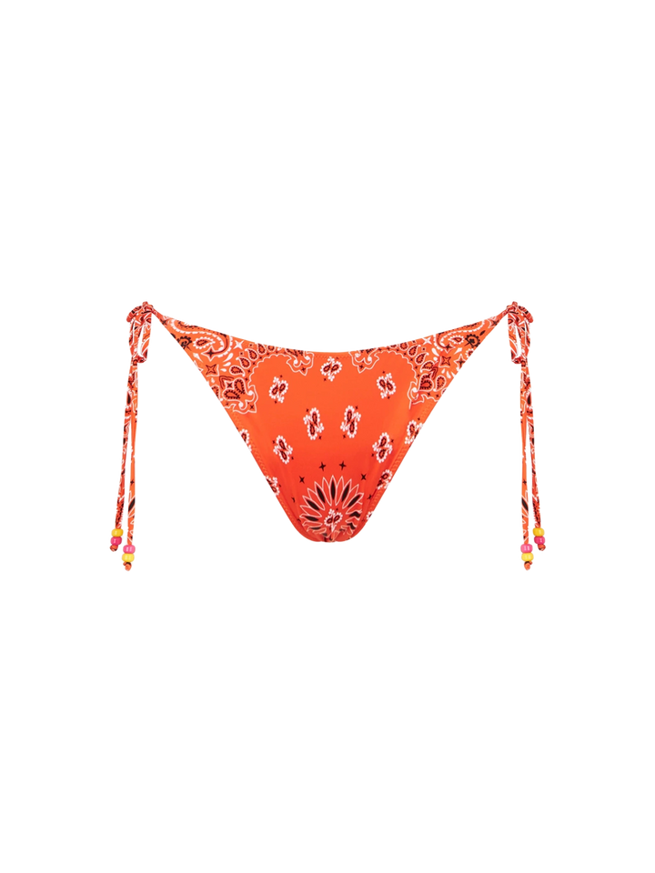 Woman orange triangle bikini with bandanna print - MC2 Saint Barth