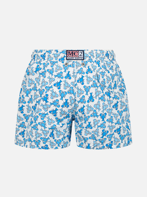 Boy lightweight fabric swim-shorts Jean Lighting with lobster print - MC2 Saint Barth