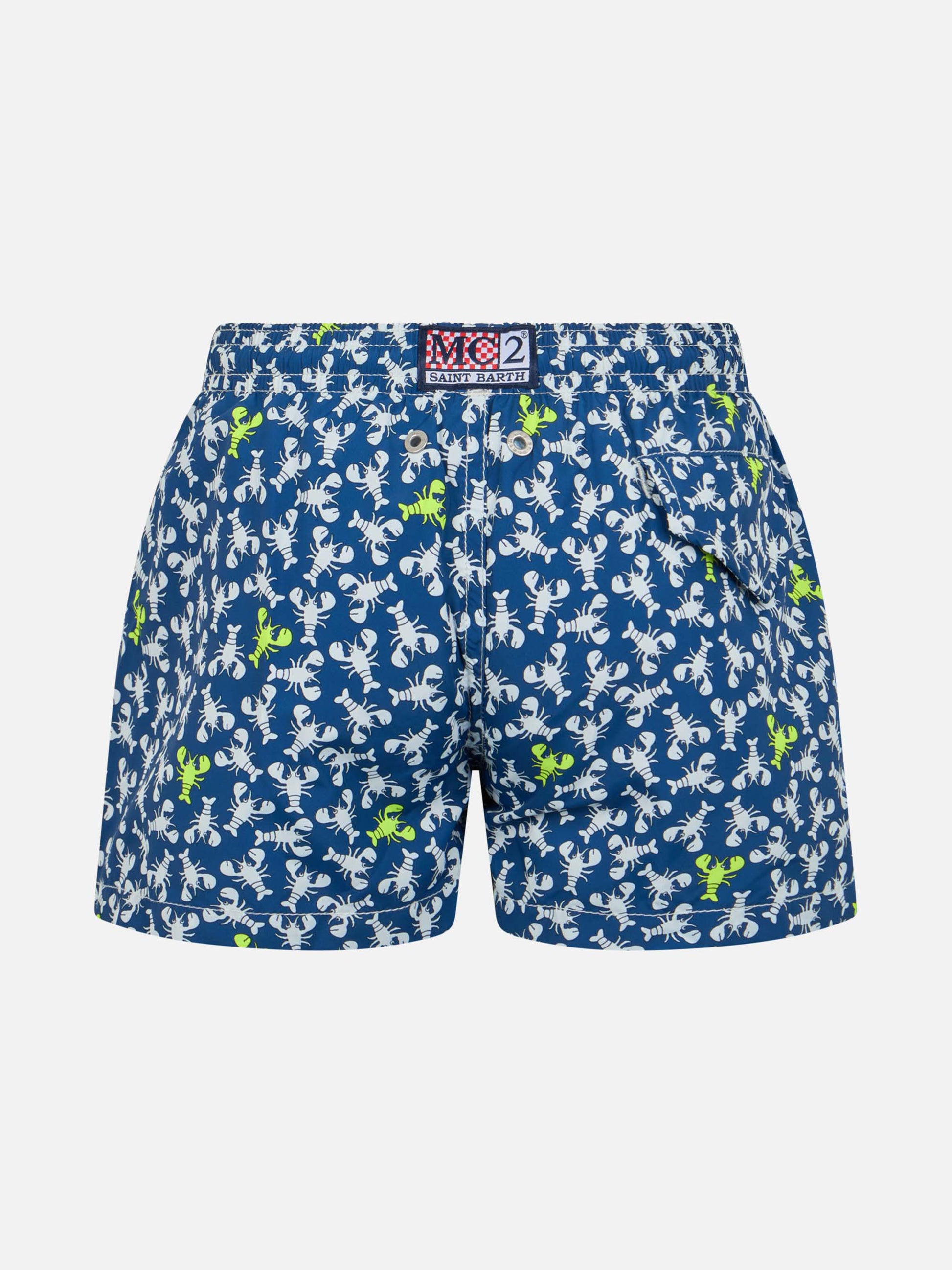 Boy lightweight fabric swim-shorts Jean Lighting with lobsters print - MC2 Saint Barth