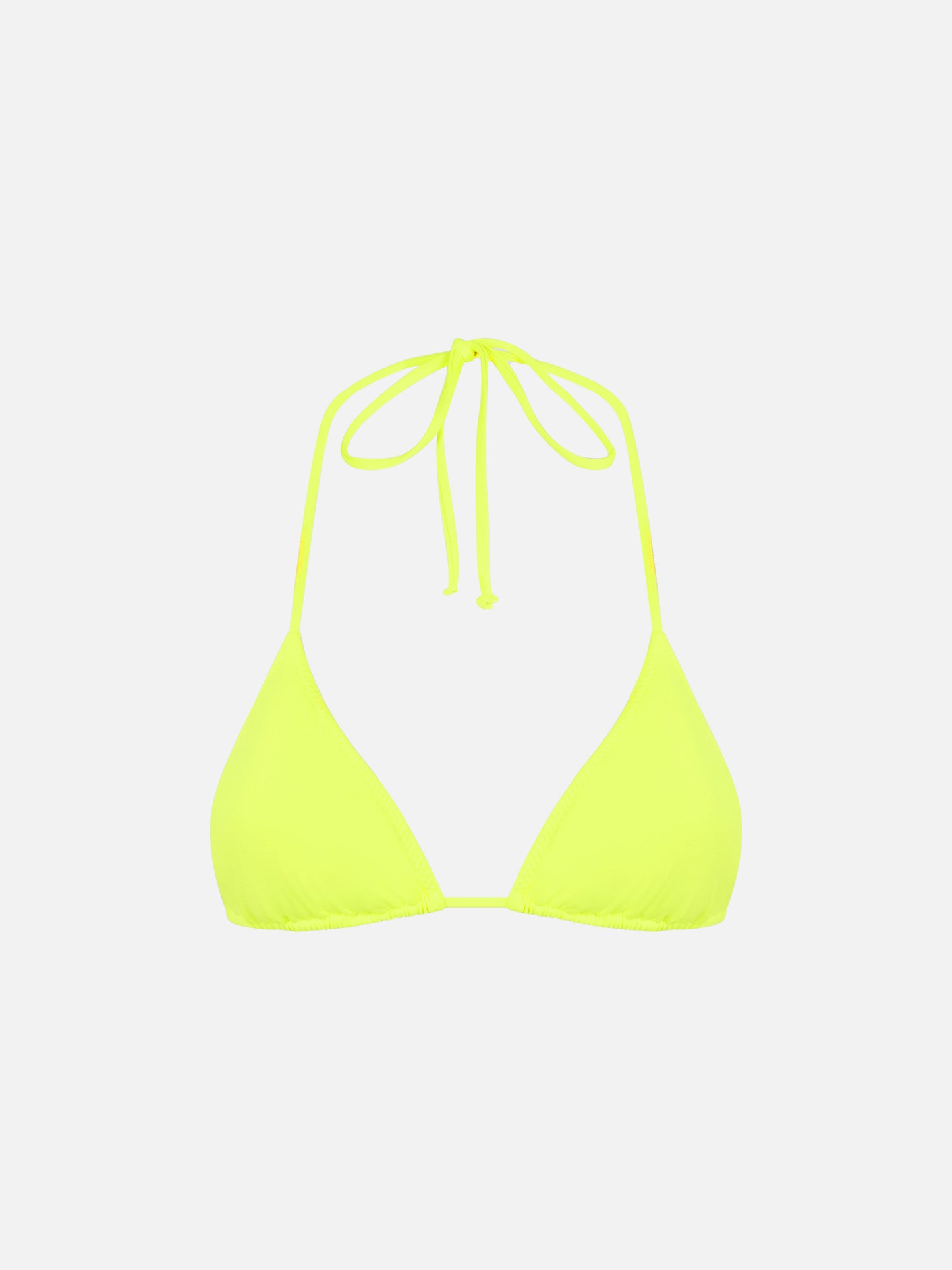 Woman fluo yellow triangle top swimsuit