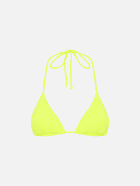 Woman fluo yellow triangle top swimsuit