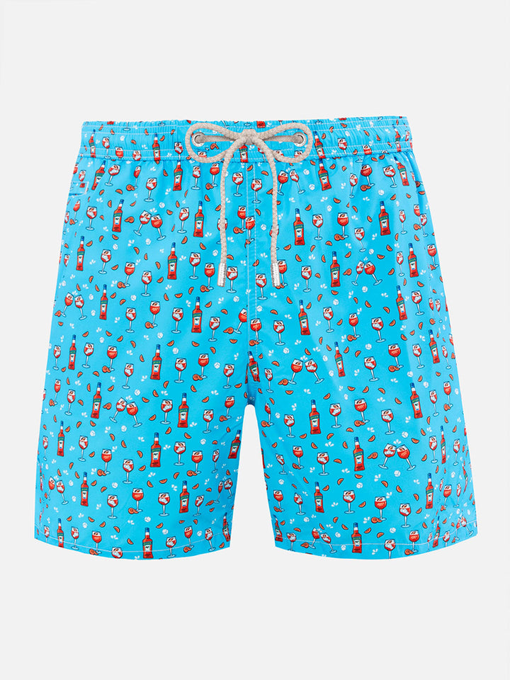 Man lightweight fabric swim-shorts Lighting Micro Fantasy with Aperol Spritz print | APEROL SPECIAL EDITION - MC2 Saint Barth