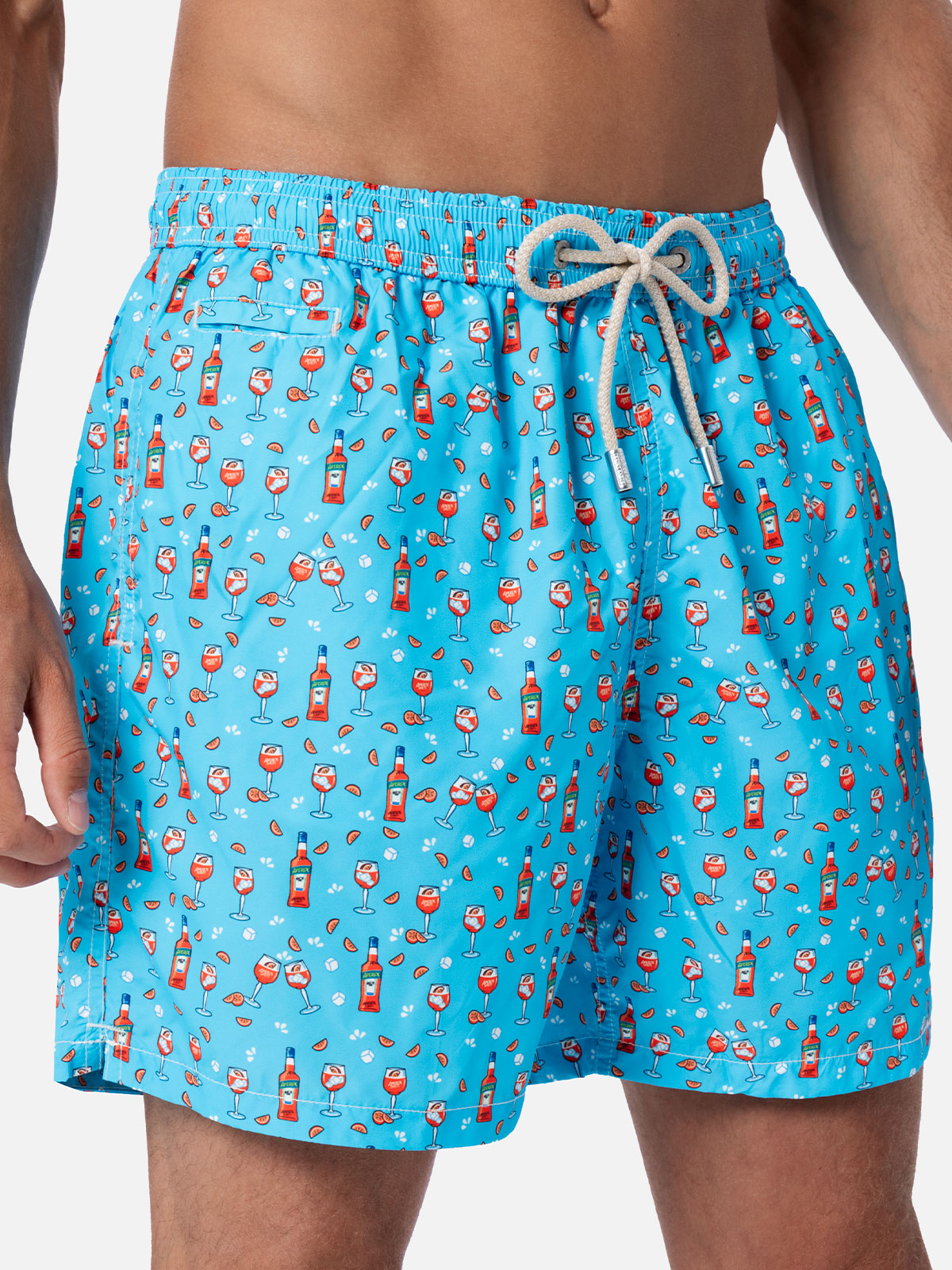 Man lightweight fabric swim-shorts Lighting Micro Fantasy with Aperol Spritz print | APEROL SPECIAL EDITION - MC2 Saint Barth
