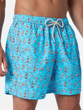 Man lightweight fabric swim-shorts Lighting Micro Fantasy with Aperol Spritz print | APEROL SPECIAL EDITION - MC2 Saint Barth