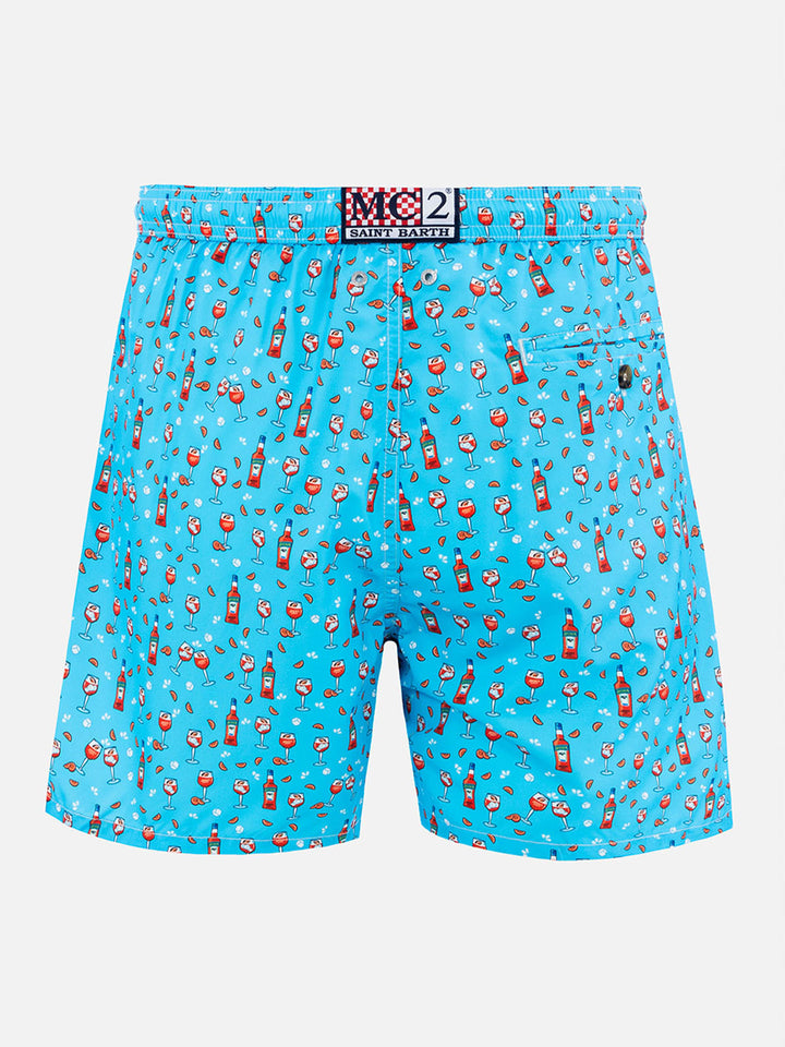 Man lightweight fabric swim-shorts Lighting Micro Fantasy with Aperol Spritz print | APEROL SPECIAL EDITION - MC2 Saint Barth