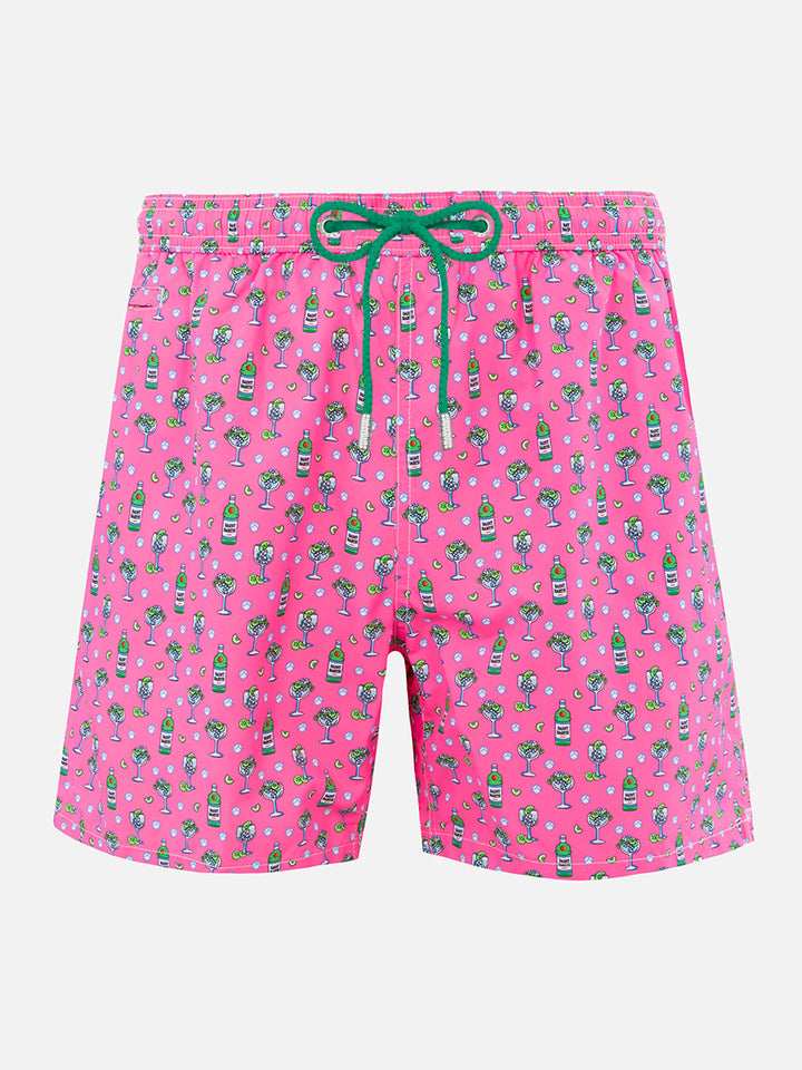 Man lightweight fabric swim-shorts Lighting Micro Fantasy with ice and cocktail print - MC2 Saint Barth