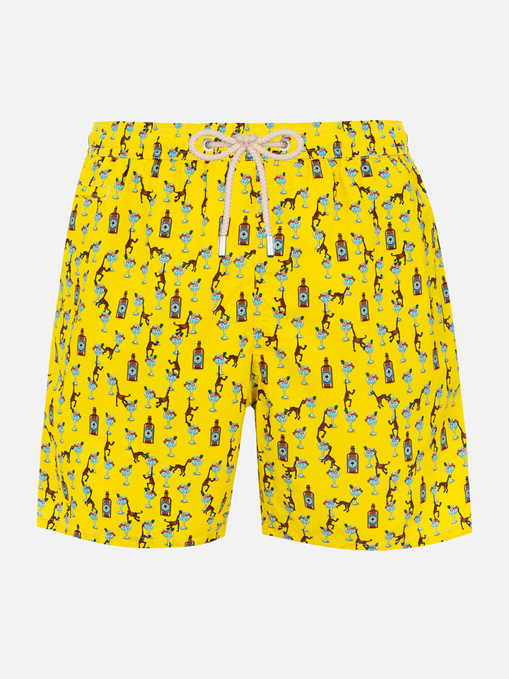 Man lightweight fabric swim-shorts Lighting Micro Fantasy with gin and monkey print - MC2 Saint Barth