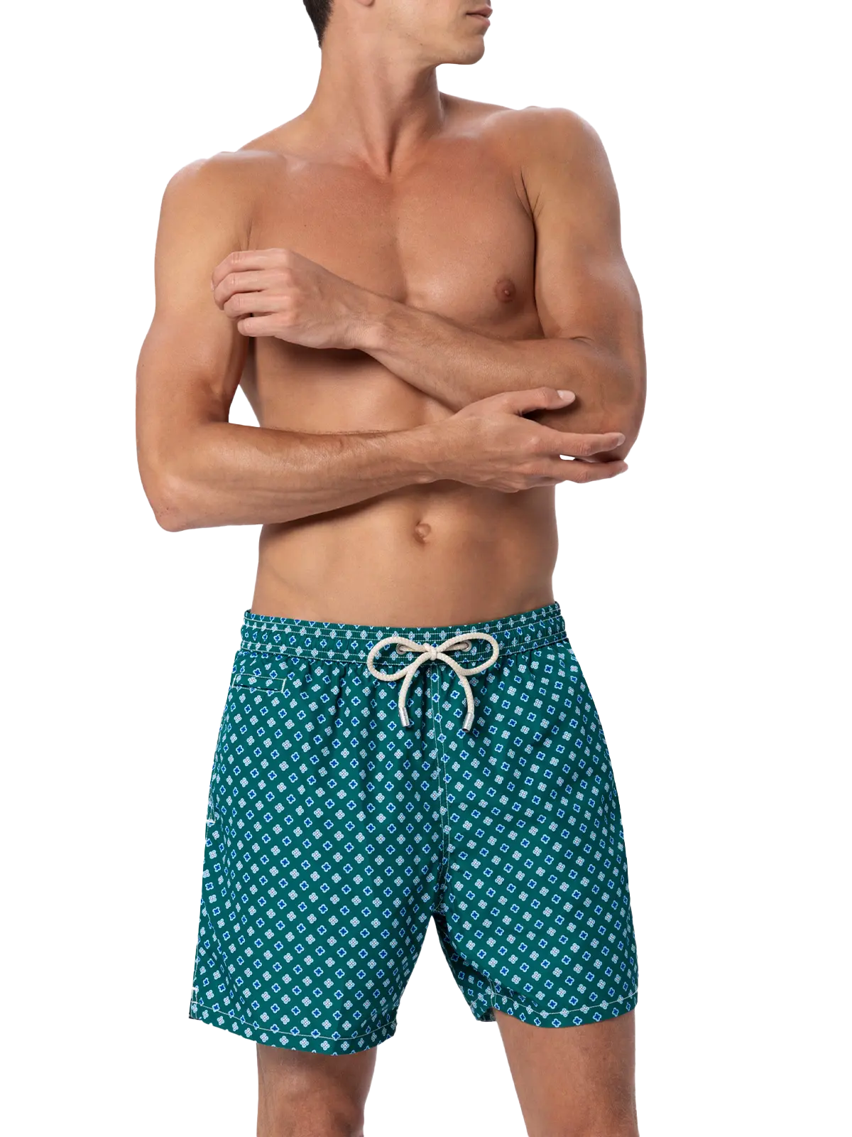 Man lightweight fabric swim-shorts Lighting Micro Fantasy with tie print - MC2 Saint Barth