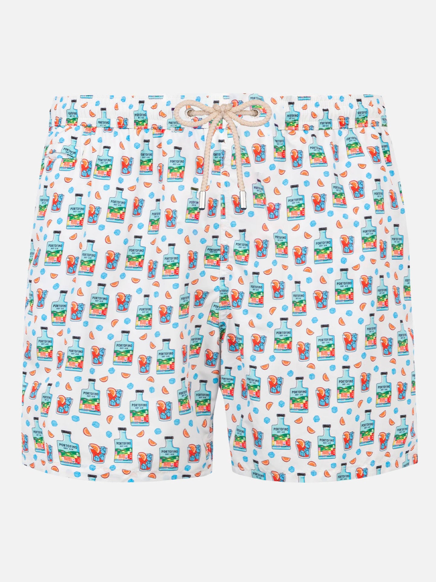 Man light fabric swim shorts with Gin print | PORTOFINO DRY GIN SPECIAL EDITION