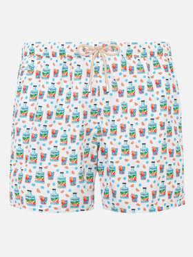 Man light fabric swim shorts with Gin print | PORTOFINO DRY GIN SPECIAL EDITION