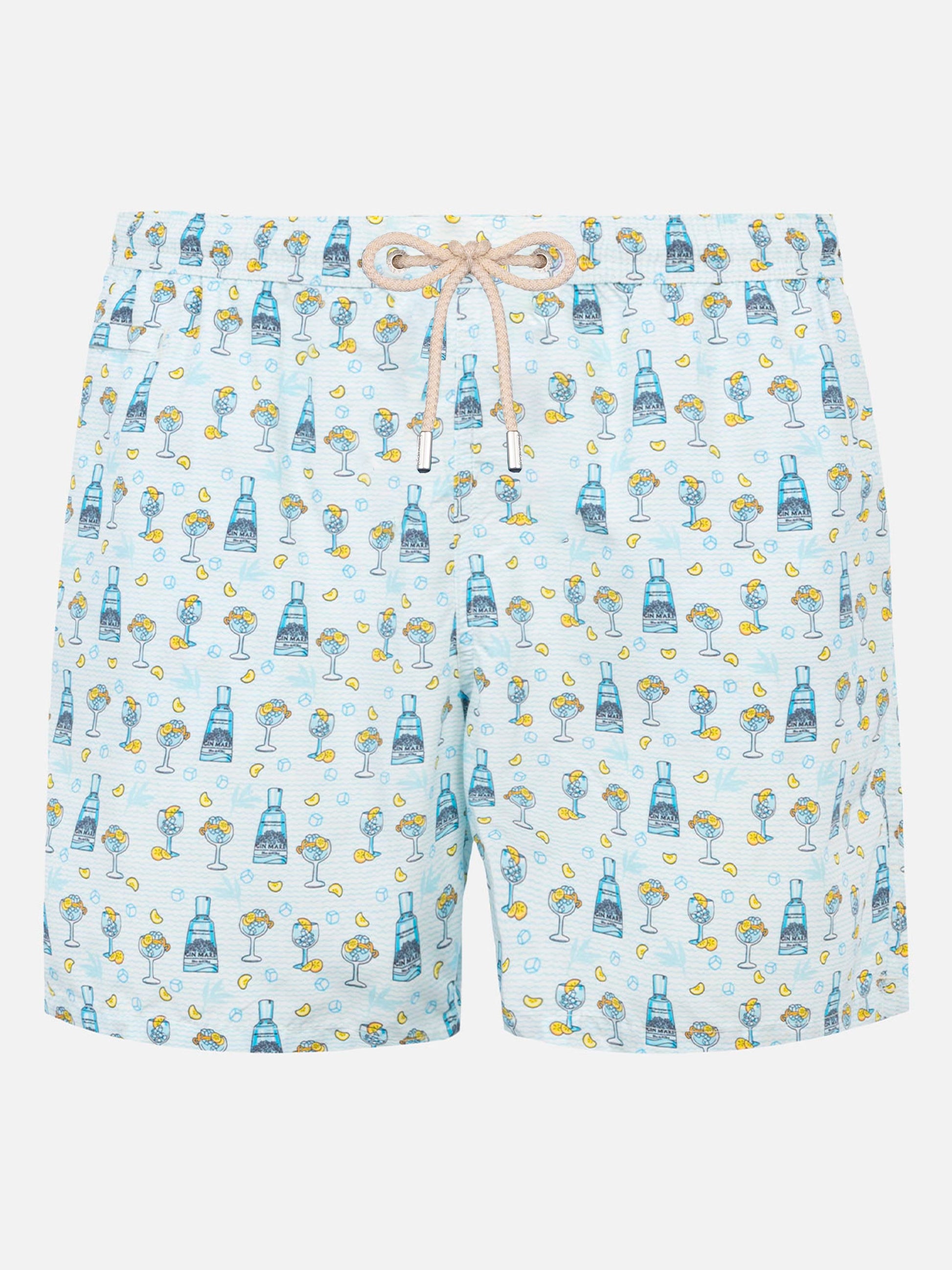 Man light fabric swim shorts with gin print | GIN MARE SPECIAL EDITION - MC2 Saint Barth