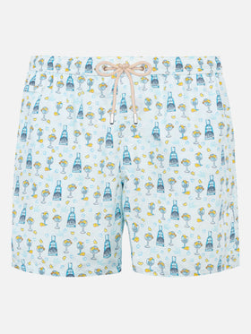 Man light fabric swim shorts with gin print | GIN MARE SPECIAL EDITION - MC2 Saint Barth