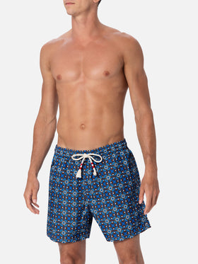 Man lightweight fabric swim-shorts Lighting 70 with majolica print - MC2 Saint Barth