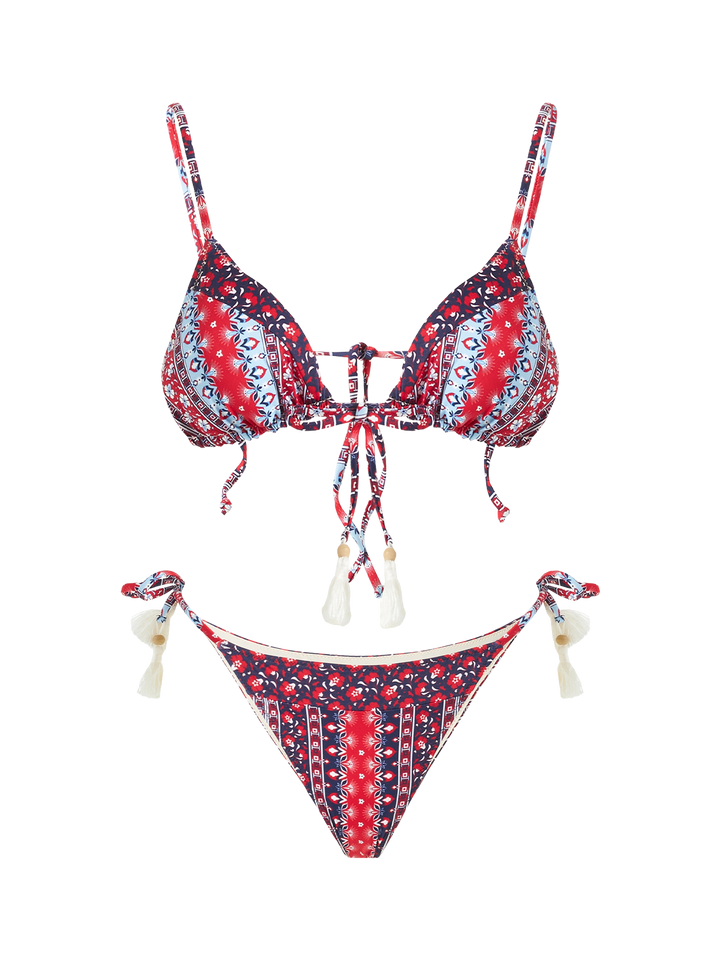Triangle bikini with gipsy print