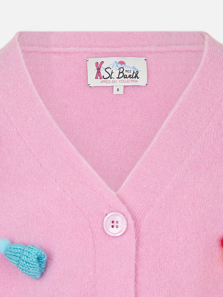 Girl brushed cropped cardigan with puff sleeves - MC2 Saint Barth