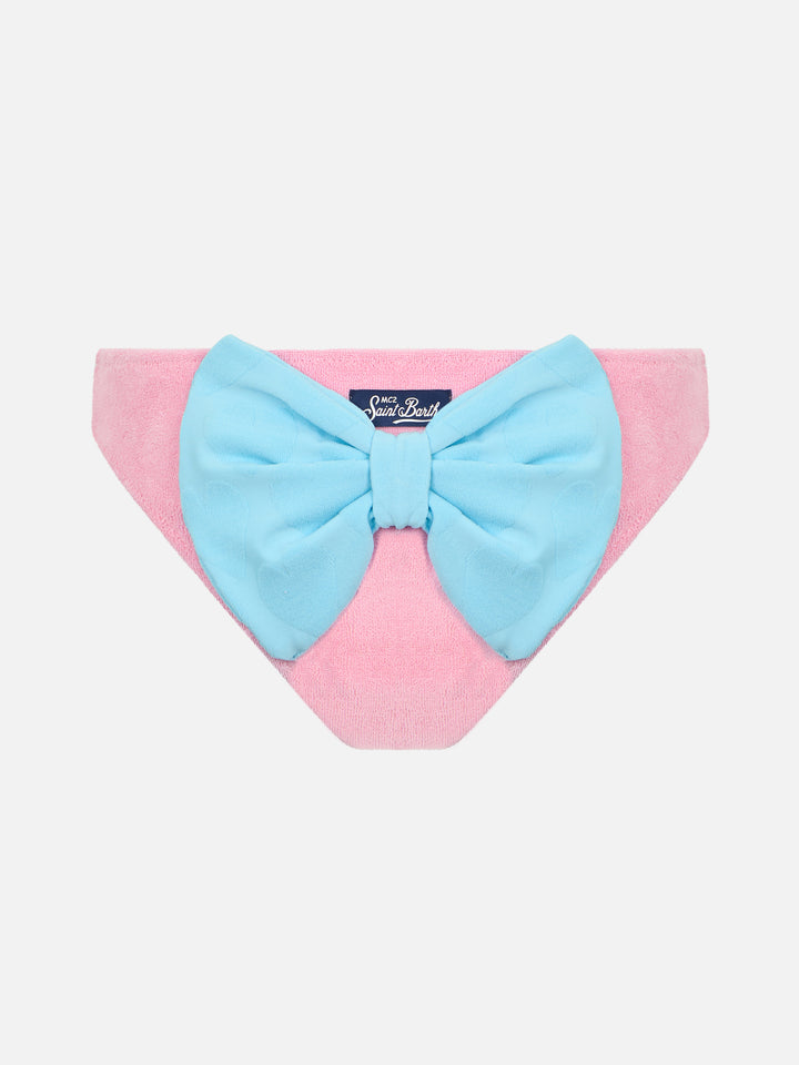 Girl pink terry swim briefs Madame with bow - MC2 Saint Barth