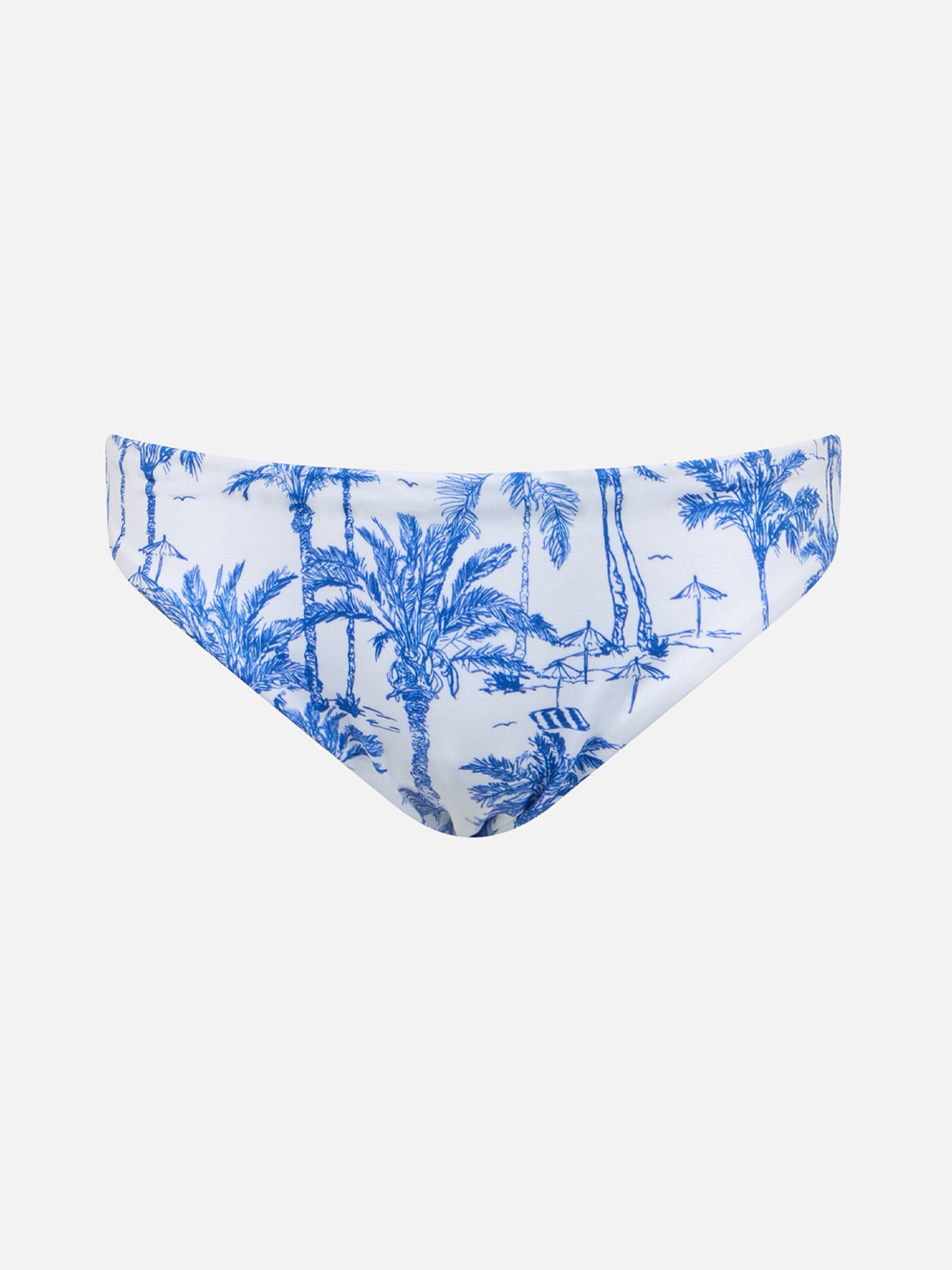Girl swim briefs Madame with bow and toile de jouy print - MC2 Saint Barth