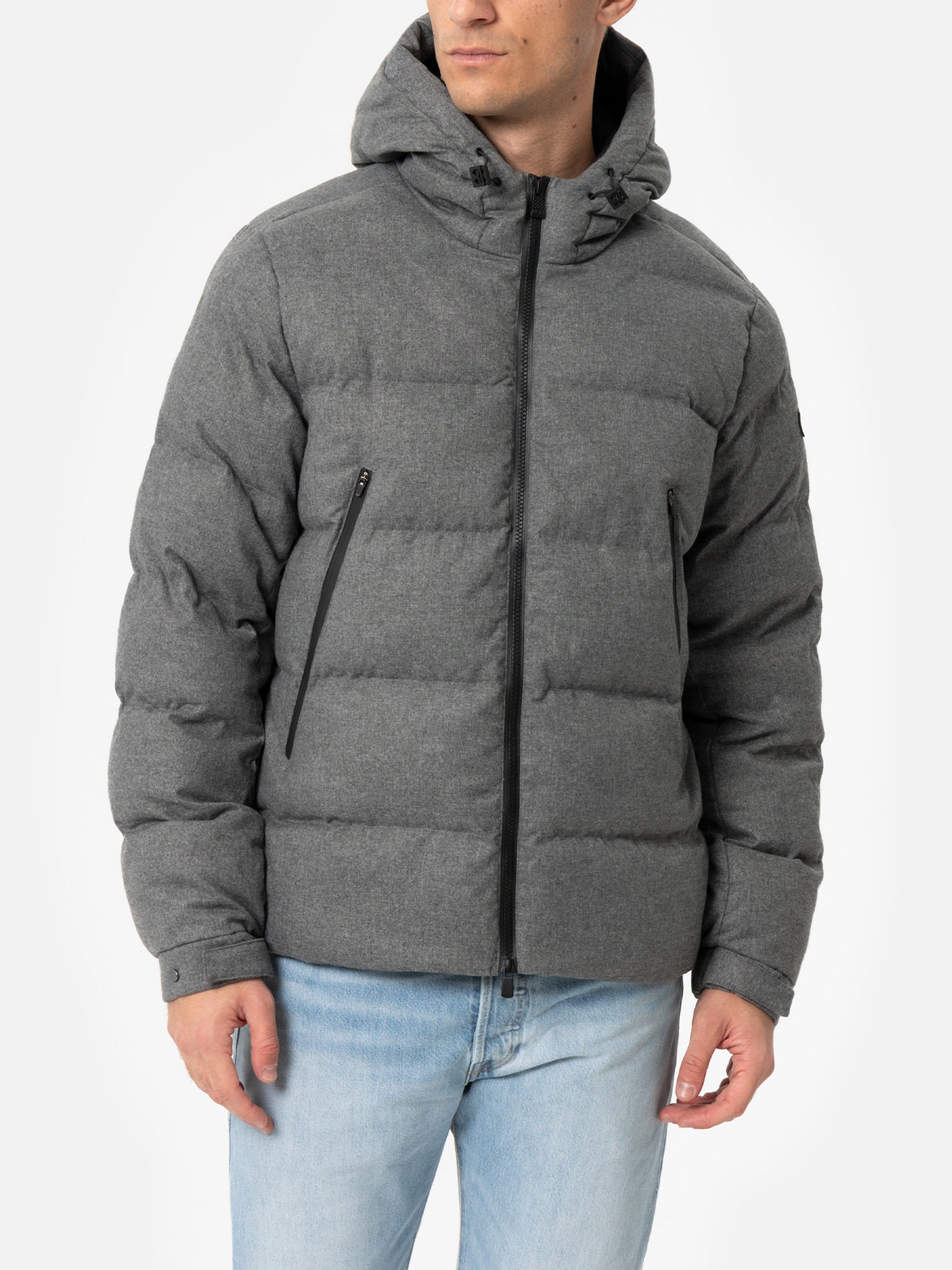 Man mélange grey flannel hooded puffer jacket Maier - MC2 Saint Barth