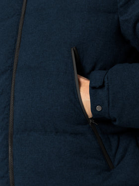 Man navy blue flannel hooded puffer jacket Maier - MC2 Saint Barth